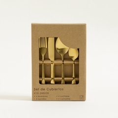 Set de 16 piezas cubiertos dorados - comprar online