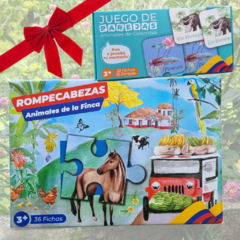 Combo Rompecabezas + juego de parejas animales de Colombia