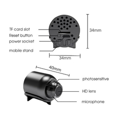 1PC Wifi Mini Câmera Hd 1080P Micro Ip Cam Hd Segurança Doméstica Vídeo Vigilância Visão Noturna Detecção de Movimento Câmera Pequena - potencia24h