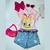 Cropped Infantil Rosa Disney Aplic Laço Cecília Marta - Charmy