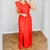 Vestido Longo Fenda Babado Ombro - comprar online