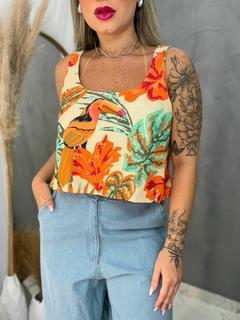 BLUSA REGATA LINHO ESTAMPADA