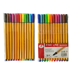 Caneta Hidrográfica Fineliner Ponta Fina 0.4 mm Kit 12 Cores Corpo Amarelo - comprar online