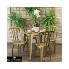 Conjunto Mesa com Cadeiras Vazada - Dourado