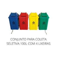 CONJUNTO PARA COLETA SELETIVA 100L COM 4 LIXEIRAS