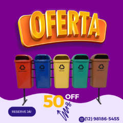 5 PAPELEIRAS PARA COLETA SELETIVA 50L - AÇO