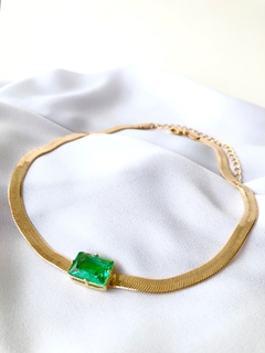 Choker Fita com Cristal Verde | 91993