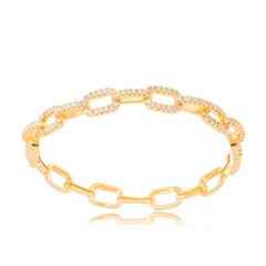 Bracelete Elo Micro Zircônia Dourado | 68606