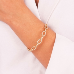 Bracelete Elo Micro Zircônia Dourado | 68606 - comprar online