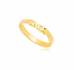 Anel Amor Microzirconia Dourado | 93868