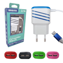CARREGADOR 3.1A DUAL USB + CABO