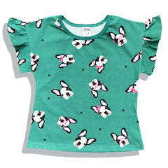 BLUSINHA INFANTIL MANGA DE BABADINHOS ALGODÃO COM ELASTANO - MODELO LÍVIA