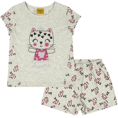 PIJAMA INFANTIL ESTAMPA SILK GATINHA LOVE - comprar online