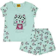 PIJAMA INFANTIL ESTAMPA SILK GATINHA LOVE