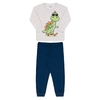 PIJAMA INFANTIL LONGO ESTAMPA DINO SKATE CINZA MESCLA/AZUL MARINHO