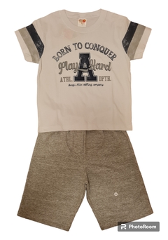 CONJUNTO INFANTIL BERMUDA MOLETINHO E CAMISETA ESTAMPAS VARIADAS - Tuca Pituca Moda Infantil