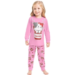 PIJAMA INFANTIL LONGO ESTAMPA GATINHA - Tuca Pituca Moda Infantil