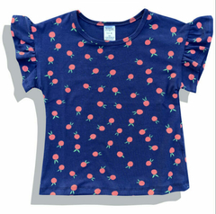 BLUSINHA INFANTIL MANGA DE BABADINHOS ALGODÃO COM ELASTANO - MODELO LÍVIA