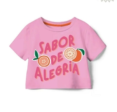 CAMISETA INFANTIL CROPPED ESTAMPA SABOR DE ALEGRIA