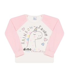 PIJAMA INFANTIL LONGO ESTAMPA DINOCORNIO OFF WHITE/ROSA - comprar online