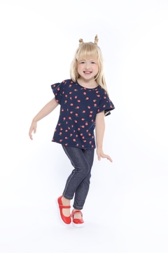 BLUSINHA INFANTIL MANGA DE BABADINHOS ALGODÃO COM ELASTANO - MODELO LÍVIA - Tuca Pituca Moda Infantil