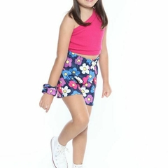 BLUSA CROPPED INFANTIL DE UM OMBRO SÓ CANELADA DE ALGODÃO