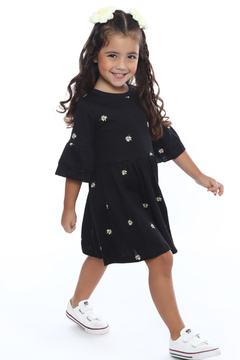 VESTIDO INFANTIL MANGA DUPLA BABADOS - Tuca Pituca Moda Infantil