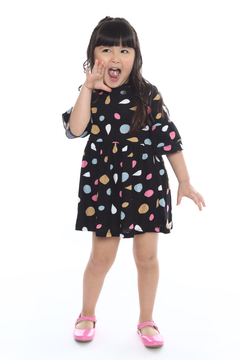 VESTIDO INFANTIL MANGA DUPLA BABADOS - loja online