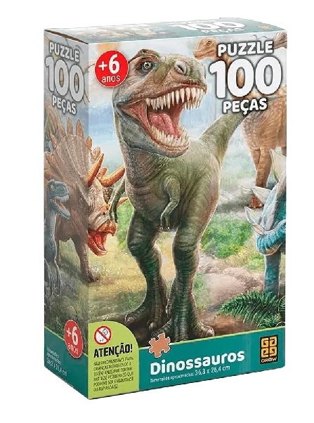 Brinquedo Quebra-Cabeça Terra dos Dinossauros C/24 Peças Uriarte