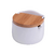 SALEIRO DE MESA DE CERAMICA C/TAMPA DE BAMBU E COLHER BIANCO