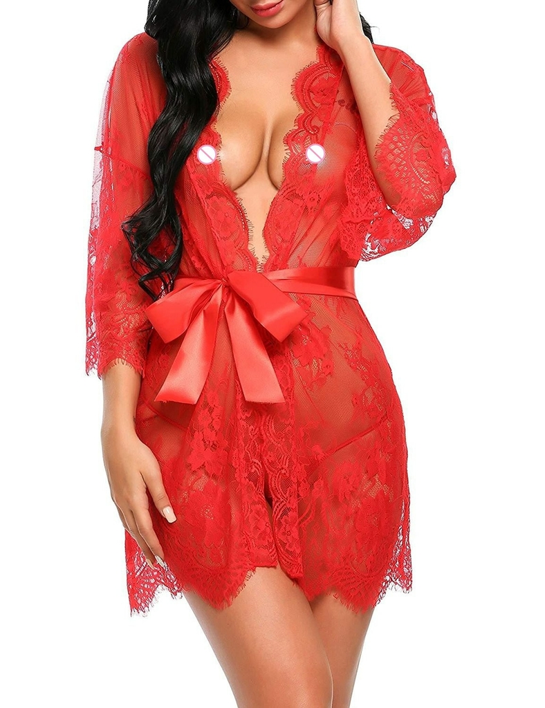 Roupas sexy camisola oca renda babados robe babydoll roupa