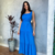 VESTIDO LONGO CREPE DECOTE RETO SOLTINHO AZUL