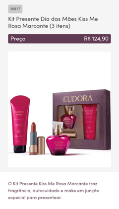 Combo Presente Rosa Marcante Eudora - comprar online