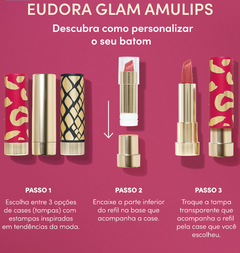 Case para Batom Customizável Rosa Glamour Amulips - comprar online