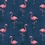 Tecido Tricoline Estampado Flamingo Rosa Fundo Azul Marinho 50CM X 150CM