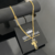 Corrente grumet dupla (5mm) + pingente cruz com face de cristo - banhado a ouro 18k - comprar online