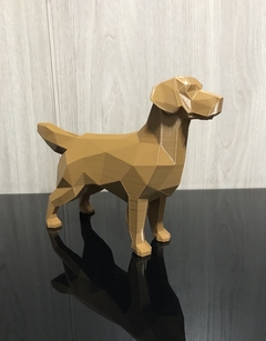 Escultura para Decoração - Cachorro Low Poly - Raça Golden Retriever - OPEN EYES IMPRESSOES 3D