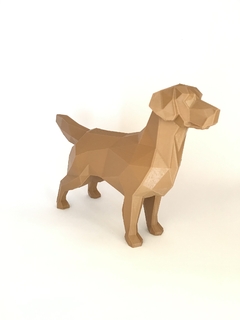 Escultura para Decoração - Cachorro Low Poly - Raça Golden Retriever