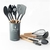 Kit C12 Utensílios De Cozinha Silicone Cabo Madeira