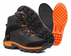 Bota Shelga Patagônia Cano Médio Biqueira PVC Preto com Laranja - RA Outlet Virtual