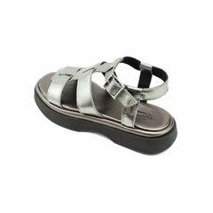 Sandália Flatform Couro Feminina Iris Inox - comprar online