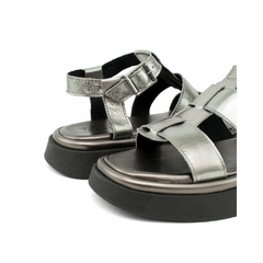 Sandália Flatform Couro Feminina Iris Inox - RA Outlet Virtual