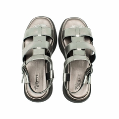 Sandália Flatform Couro Feminina Iris Inox - loja online