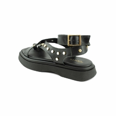 Sandália Flatform Couro Feminina Antonella Preto - comprar online