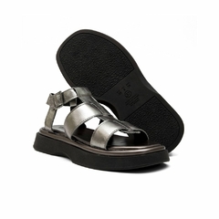 Sandália Flatform Couro Feminina Iris Inox