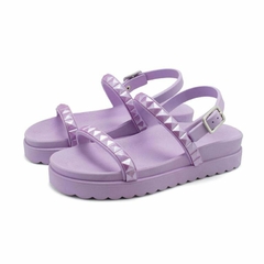 Sandália Papete Piramide Feminina Com Fivela Confortavel Verao Macia Lilas - comprar online