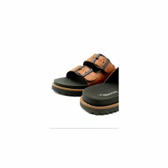 Papete Birk Couro Feminino Lya Camel - comprar online