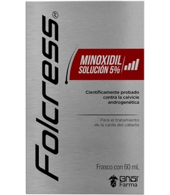 Folcress Solución Minoxidil 5% - Tratamiento Anticaída, Estimula el Crecimiento Capilar, Cuidado del Cabello - 60 ml