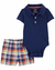 Conjunto de 2 peças de body polo e short xadrez para bebê