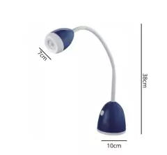 Abajur Azul LED de Mesa - Potência de 5W, voltagem bivolt, material de metal e plástico ABS, altura de 38cm, dimensões de 10cm x 10cm. Ilumine seu ambiente com estilo e eficiência.